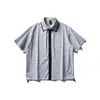 Yidao Vintage 2026 Verão Nova Camisa de Manga Curta com Patchwork de Gola Dupla para Homens Camisa Xadrez Solta Retrô Japonesa