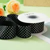 Cinta de Poliéster de Puntos Pequeños de 4.0cm con Cinta de Color Puro Estampada con Puntos Flor Cinta para Empaque Cinta para Caja de Regalo del Día del Niño