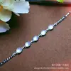 Pulsera de Moda Nueva con Incrustaciones de Calcedonia Rosa Hielo Chapada en Plata al por Mayor Ágata Blanca Versátil Pulsera de Jade Joyería Regalo
