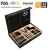 Vajilla de acero inoxidable transfronteriza de Amazon, juego de cuchillos, tenedores y cucharas de diamante estrella de 24 piezas, cuchillo para carne occidental, tenedor y cuchara para 6 personas.