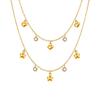 Collar Versátil Estilo Ins para Mujer Cadena Plana de Acero Inoxidable Cruz Zirconia Estrella de Cinco Puntas Forma de Corazón Collar Nc-2147