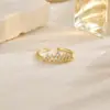 Anel Diamante Ondulação de Água Retrô de Luxo Leve Top de Linha Diamante Folha Personalizado Versátil Design Nicho Empilhável Anel Dedo Indicador