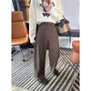 ¡Forma de Pierna Bellamente Modificada! ~ Jeans Scimitar de Estiramiento en Cuatro Direcciones con Acabado Afelpado para Mujer en Otoño e Invierno, Pantalones Anchos Cálidos para Personas Bajas