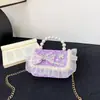 Nueva bolsa para niños bolsa de niña cadena de perlas bolso de mano moda estilo extranjero princesa hombro bandolera monedero