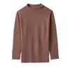 Camiseta de manga larga de otoño e invierno para hombre, camisa básica de cuello medio alto de polar, ropa de otoño, interior de algodón, moda de primavera y otoño para hombre.