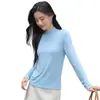 Capa base de cachemira para otoño e invierno para mujer, cuello medio, color liso, suéter de punto ajustado, engrosado, top tipo jersey a rayas simple 6993