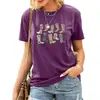 Amazon Europeia e Americana Atacado Transfronteiriço Botas de Cowboy Ocidentais Estampa Casual Solta Gola Redonda Manga Curta Camiseta Feminina Algodão