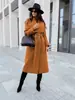 2023. Nuevo Estilo en Wish y Amazon: Abrigo de Lana Sencillo para Mujer con Botones, Cuello en V y Lazo, Manga Larga, Otoño/Invierno