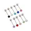 E-commerce Transfronteiriço Modelo Quente Totalmente Cravejado Moda Clássico Europeu e Americano Barra 6mm Cabeça Única Piercing de Diamante Joia Anel de Língua Cravo de Língua