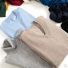 24 nuevos suéteres casuales de cuello alto redondo para hombre, camisetas de punto de cuello en V de color liso, finas, holgadas, tallas grandes, venta al por mayor