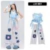 Ropa de Jazz para Niñas Verano Conjunto de Baile con Tirantes y Mostrando el Abdomen para Niñas Atuendo de Jazz para Actuación de Niñas