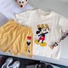 Traje Nuevo de Verano con Mangas Cortas y Pantalones Cortos para Niños y Niñas, Ropa Delgada de Dibujos Animados para Niños de Edad Media, Conjunto de Dos Piezas