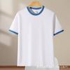 Camiseta de algodão de verão com contraste masculina e feminina cor de ombro combinando gola redonda manga curta atacado logotipo personalizado roupa de grupo Camiseta