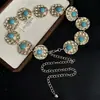 Joyería Transfronteriza Europea y Americana Ins Moda Turquesa Incrustada Cadena de Cintura Estilo Étnico Retro Antiguo Popular Venta Caliente Cinturón Joyería de Cintura