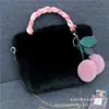 Bolsa de Peluche Bolsa de Peluche Bolsa de Cereza Bolso para Niña Linda Bolso de Mano Femenino 2023 Estilo Coreano Otoño e Invierno Bolso Cruzado