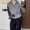 Suéter Pulóver de Punto con Media Cremallera y Cuello Alto Estilo Coreano para Mujer Otoño/Invierno Nuevo Patchwork de Cuadros Retro Falso de Dos Piezas