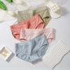 Ropa interior para mujer de color sólido del Sudeste Asiático, ropa interior para niña de cintura media, transpirable y a cuadros, calzones de algodón para mujer