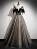 Vestido de Noche Negro para Mujer, Diseño de Princesa Francesa, Elegante, Elegante, Ropa Hermosa para Actuación Vocal en Solitario