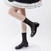Botas Shang Algodão Primavera e Verão Finas Recortadas Flor Estilo Ballet Lolita Jk Meias de Meia-Panturrilha Borda Cogumelo Branco Meias de Felpo