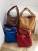 Bolsa de Lana a Cuadros de Moda Otoño e Invierno Bolso Tote con Puntadas Retro de Gamuza Bolso de Hombro Único Cruzado Estilo Ins Bolso de Viaje