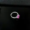 Anillo para Mujer de Plata S925 con Forma de Corazón y Diamante Rosa Sencillo Solitario Estilo Girly con Piedras Preciosas de Colores Directo de la Fábrica Fuente
