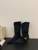 Botas Western de Punta Fina Plegables 2025 Botas de Pila Otoño e Invierno Nueva Moda Elegantes Botas de Tacón Medio