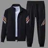 Cárdigan de punto para hombre de primavera y otoño, suéter casual deportivo, marca de moda para hombre de comercio exterior, suéter con cremallera, pantalones de chándal, conjunto de dos piezas