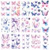 Pegatinas de dibujos animados con purpurina, pegatinas de tatuaje de cristal brillante para mujer, impermeables, de larga duración, con diseño de mariposa para brazo de niño, desechables y con bonito patrón.
