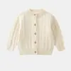 2026 Novo Outono Inverno Cardigã Infantil Retrô de Tricô Trançado Meninos e Meninas Estilo Escolar Casaco Suéter de Outerwear Estiloso
