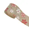 Fita de Tecido Imitação Linho para Rolos Árvore de Natal Estampagem Bronzear Rena Caixa de Presente Fita de Embalagem Laço Fita Decorativa