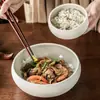 Conjunto de Louça Cerâmica de Cor Sólida para Uso Doméstico, Tigela Redonda Grande, Tigela de Frutas para Atacado, Tigela de Salada