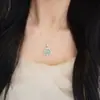 Collar de Buda de Jade de Plata de Ley S925 para Mujer Exquisito Incrustado de Diamantes Estilo Chino Lujo Accesible Nicho Cadena para Clavícula Buda Maitreya
