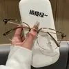Anteojos para mujer montura media anteojos para miopía montura para hombre y mujer ultraligeros metal gris transparente ajustables anteojos a prueba de luz azul