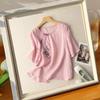 Camisa de Verano Fina de Algodón Vintage Bordada de Corte Holgado para Mujer con Botonadura Diagonal y Bordado de Estilo Chino Tradicional