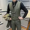 Chaleco de Traje de Doble Botonadura para Hombre, Chaleco de Color Sólido Ajustado para Negocios Casual, Chaleco de Traje de Doble Botonadura para Hombre