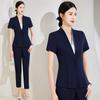 Traje de negocios traje para mujer verano manga corta cuello en V traje gris de alta gama elegante joyería tienda recepción de hotel ropa de trabajo