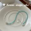 Collar Hecho a Mano Coreano de Plata de Ley S925 Estilo Ab Acuamarina Facetada Segmento de Bambú Uva Ensamblaje de Plata para Mujeres Cadena Clavicular