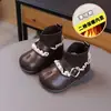 Sapatos de Bebê Outono Inverno Novos Sapatos de Menina Antiderrapantes Sapatos de Andador Infantil Botas de Couro Primeira Festa de Bebê Menina Sapatos para Crianças Pequenas Velcro
