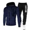 Ropa Deportiva con Capucha y Cremallera para Hombre, Traje de Sudoración Casual de Marca Tendencia con Estampado, Nuevo para Otoño e Invierno 2025, Transfronterizo