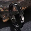 Pulsera de Cuerda de Cuero Acero Inoxidable para Hombre Pulsera Tejida de Cuero Multicapa Pulsera de Piedra Joyería de Piel de Vaca