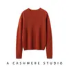 Suéter de Cachemir Baicai Rong con Dobladillo sin Costuras Cuello Redondo para Mujer Color Sólido Cachemir de Cabra Delgado Simple Versátil Tejido Capa Base Suéter