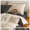 Conjunto de cama de algodão lavado simples escandinavo de quatro peças, colcha listrada de algodão puro, lençóis, conjunto de cama de três peças
