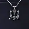 Colar Cruz Masculino Tendência Personalizado Aço Titânio Rua Espiga de Trigo Cruz Simples Longo Corrente de Pérola para Suéter