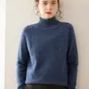 Suéter de Caxemira Novo Inverno 2025 Feminino Gola Alta Pulôver Espessado Fashionável Camada Base Tricotado Versátil