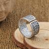 Joyería de Plata Pura 999 para Hombres y Mujeres Piscis Sutra del Corazón Plata Esterlina Anillo Abierto Plata Tailandesa Retro Letras Anillo Sutra