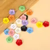 Botones Nuevos de Resina con Flores de Colores, Botones Lindos de Dibujos Animados para Coser a Mano de Niños, Botones Decorativos de Cuatro Agujeros para Suéteres y Cárdigans