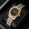Casaro Casal Relógio Feminino Lupa Luminosa Impermeável com Diamante Calendário Relógio de Quartzo Relógio Feminino