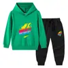Nova coleção outono/inverno 2023 roupas infantis transfronteiriças conjunto de duas peças para bebê com capuz, suéter e calça, algodão, manga longa
