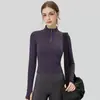 Jaqueta de yoga feminina 2026 novo estilo justa com zíper frontal meio zíper gola alta esportiva para corrida top para fitness feminino