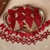 Série vermelho e preto acessórios de acabamento de renda com laço porta-cartão de renda crachá conjunto de acessórios decorativos feitos à mão acabamento branco e vermelho